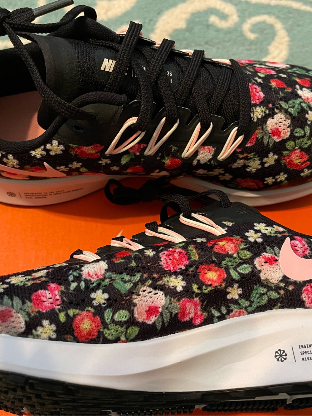 Nike Air ZM Pegasus 36 Shoes Black/Pink/White Sz 6Y
